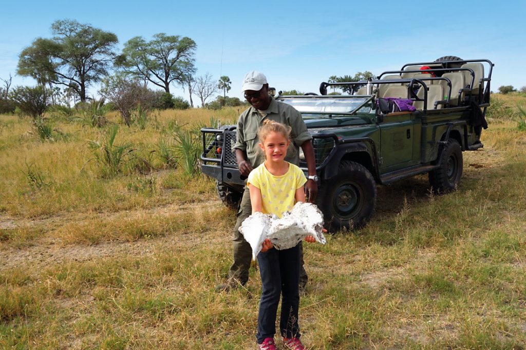 Botswana Rundreise mit Kindern Knochenfund in Moremi Iwanowskis Reisen - afrika.de