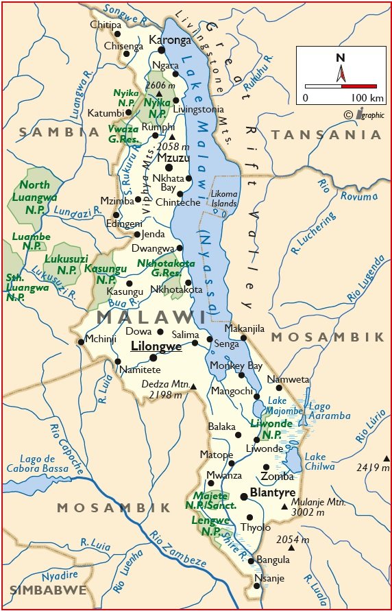 Malawi Karte Übersicht Iwanowskis Reisen - afrika.de