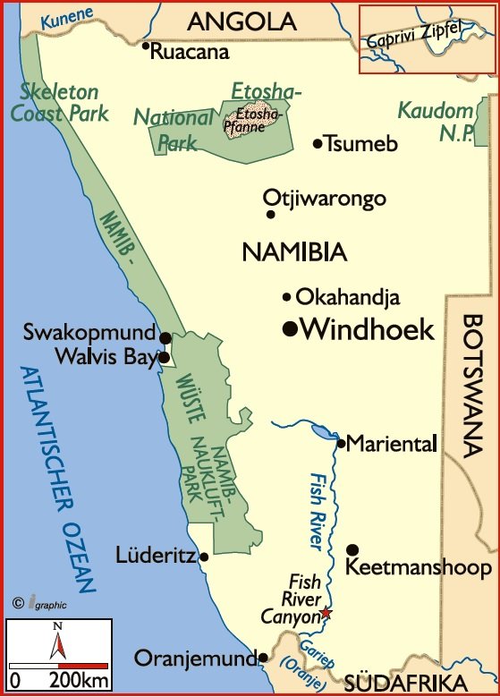 Namibia Karte Iwanowskis Reisen - afrika.de