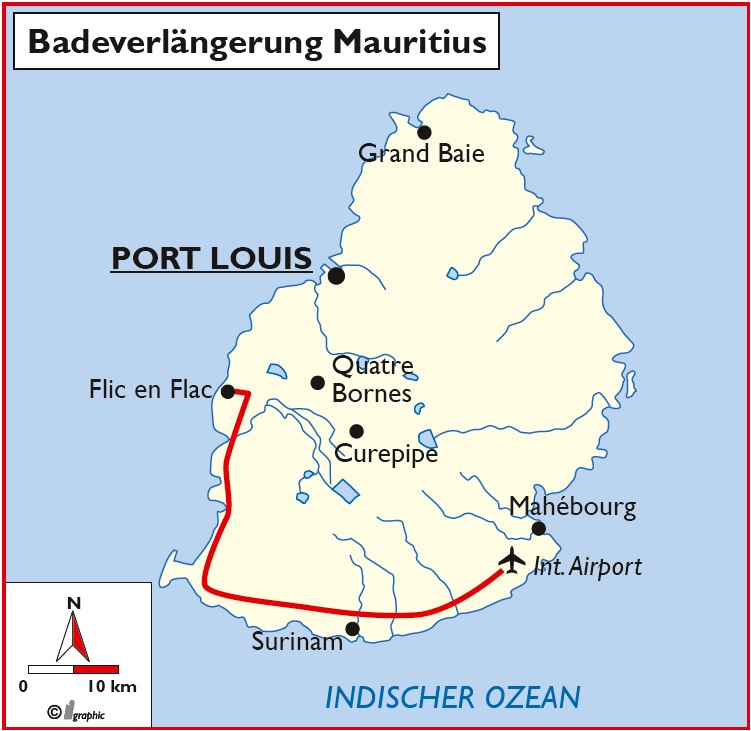Mauritius Badeurlaub Übersichtskarte Iwanowskis Reisen - afrika.de