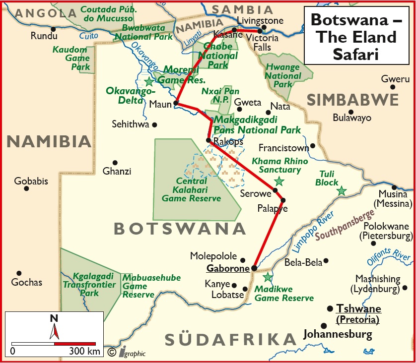 Botswana The Eland Safari Karte Iwanowskis Reisen - afrika.de